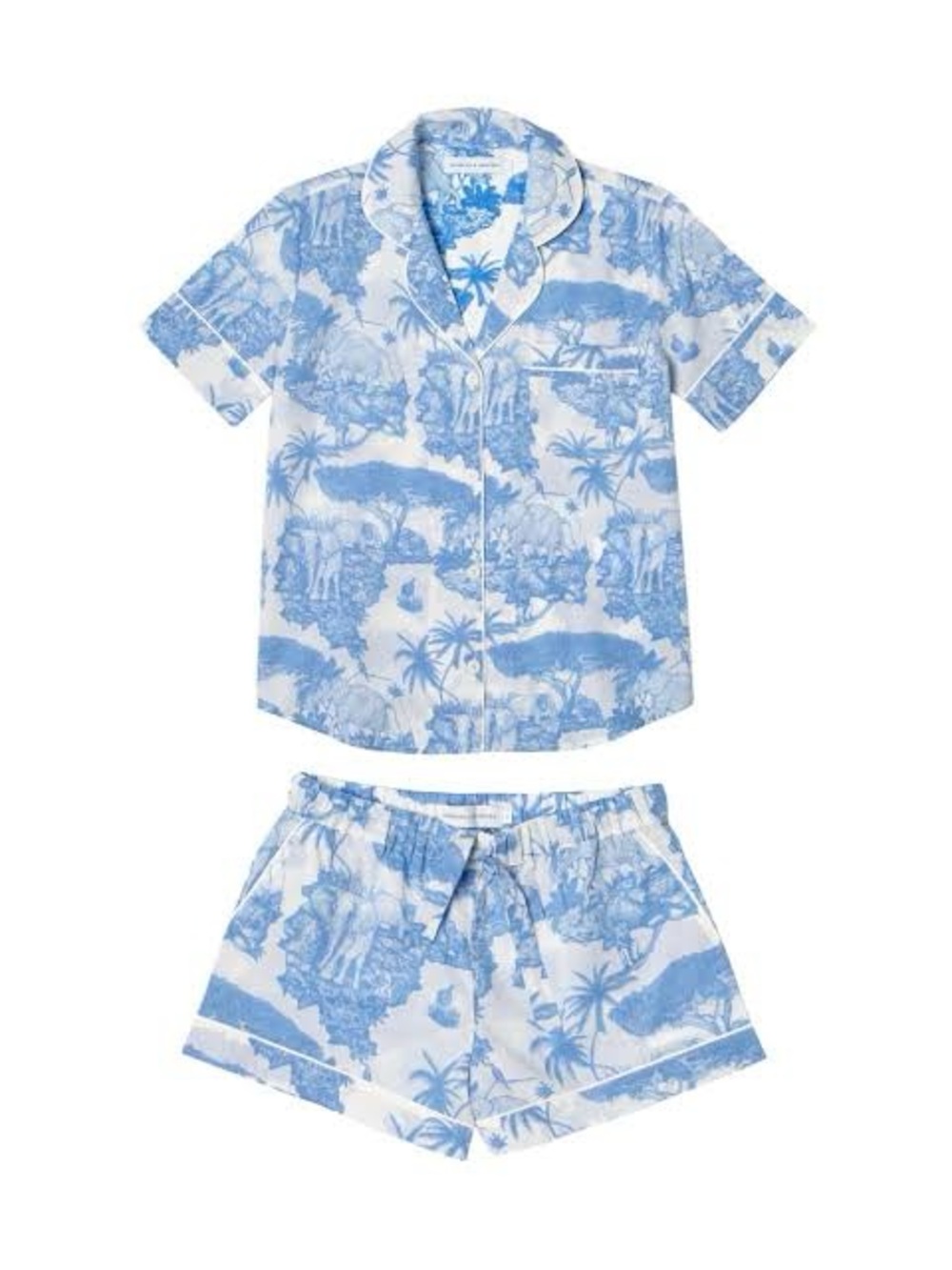 Desmond and Dempsey SHORT SLEEVE PYJAMA SET LOXODONTA BLUE New with Tags! - Picture 3 of 12